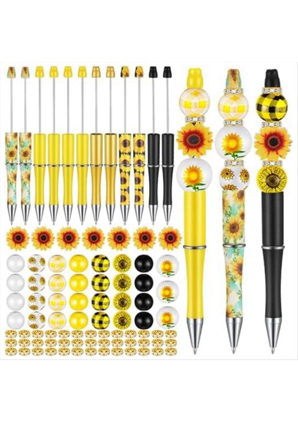12 Paket Plastik Boncuk Kalemleri Çeşitli Boncuk Kalemler Ahşap Boncuklar Kristal Aralayıcı Boncuklar Set Yuvarlak Boncuklar Siyah Mürekkep Tükenmiş Kalem (Yurt Dışından)