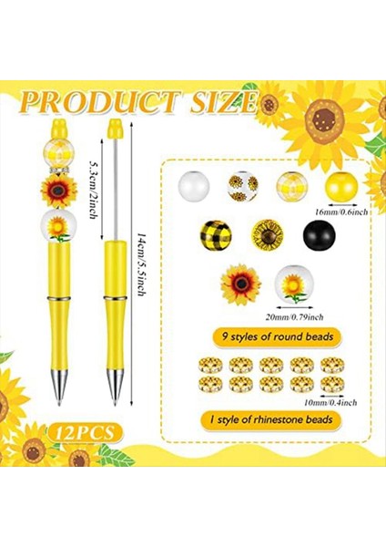 12 Paket Plastik Boncuk Kalemleri Çeşitli Boncuk Kalemler Ahşap Boncuklar Kristal Aralayıcı Boncuklar Set Yuvarlak Boncuklar Siyah Mürekkep Tükenmiş Kalem (Yurt Dışından) modelleri