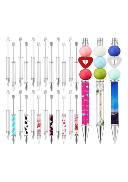 24 Adet Süblimasyon Boncuklu Kalemler Metalik Siyah Mürekkep Kalemleri Dıy Isı Transfer Tükenme Kalemleri Okul Malzemeleri (Yurt Dışından)
