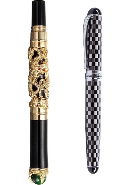Jinhao 2pcs Lüks 18KGP 0 5mm Altın Ejderha Dragon Çeşme Pen Pen (Yurt Dışından)