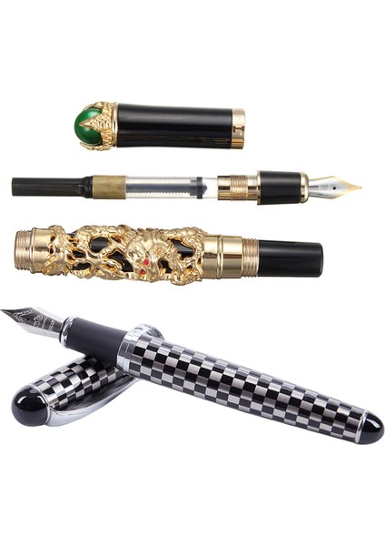 Jinhao 2pcs Lüks 18KGP 0 5mm Altın Ejderha Dragon Çeşme Pen Pen (Yurt Dışından) fiyatları