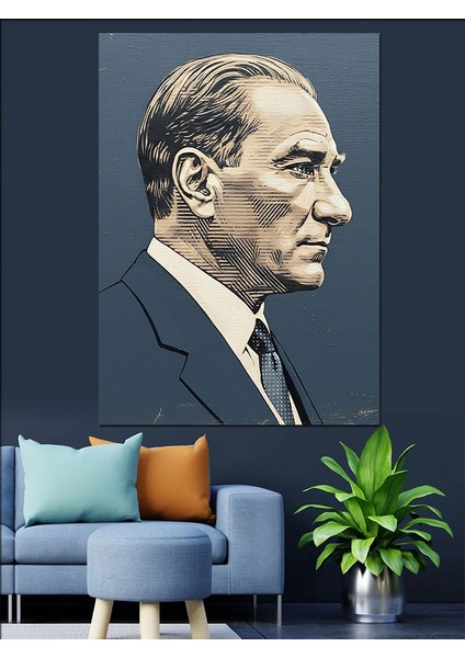 Klasik Siyah Beyaz Portre M.k.atatürk Dekoratif Kanvas - Mdf Ahşap Tablo fiyatları