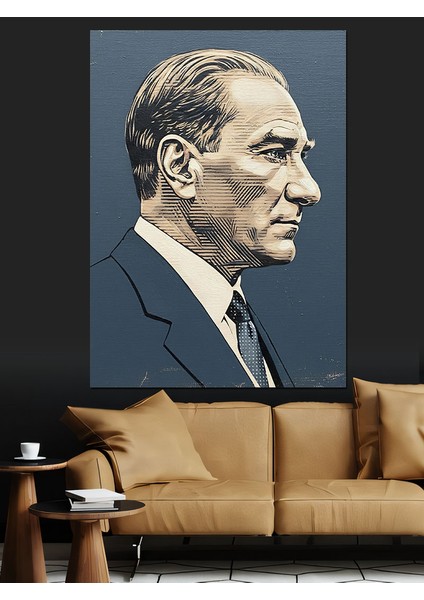 Klasik Siyah Beyaz Portre M.k.atatürk Dekoratif Kanvas - Mdf Ahşap Tablo modelleri