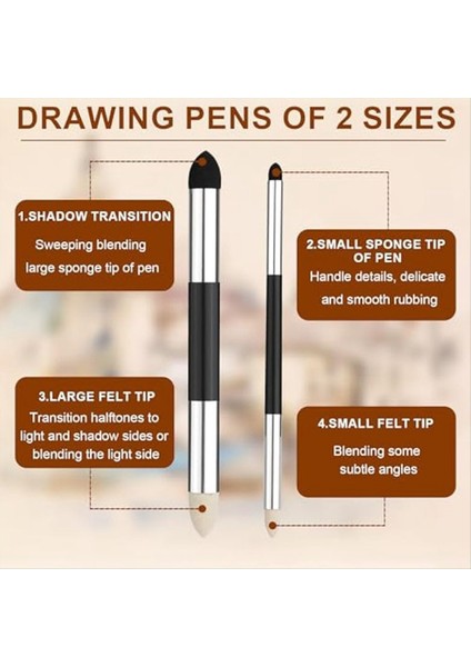 6pcs Sanatçı Harmanlama Sünger Kalemi Çift Başlı Karıştırma Güdük Kalem Eskiz Fırçası Çizim Köpük Blender Sopa Blender Aracı (Yurt Dışından) fiyatları