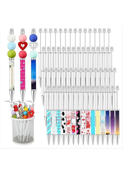 60PCS Süblimasyon Boncuklu Kalemler Metalik Siyah Mürekkep Kalemleri Dıy Isı Transfer Tükenme Kalemleri Okul Malzemeleri (Yurt Dışından)