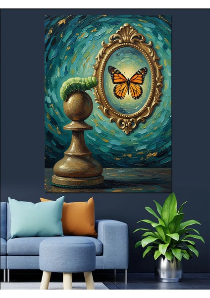 Antik Ayna Kelebek Yansıması Dekoratif Kanvas - Mdf Ahşap Tablo modelleri