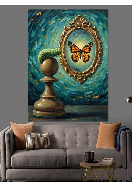 Antik Ayna Kelebek Yansıması Dekoratif Kanvas - Mdf Ahşap Tablo indirimleri
