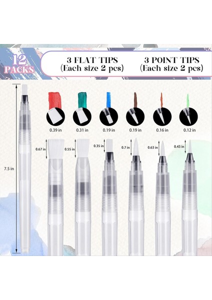 12PCS Kapaklı Suluboya Için Su Fırça Kalemleri Çeşitli Ipuçları ile Sızıntılı Su Fırçası Kalemi (Yurt Dışından) fiyatları