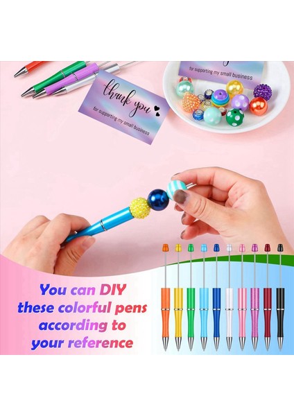100 Parça Boncuk Kalem Kiti Renkler Plastik Boncuklu Kalemler Toplu Folyo Ofis Okulu Için Teşekkür Kartları (Yurt Dışından) fiyatları