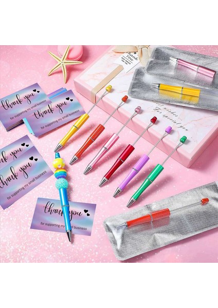 100 Parça Boncuk Kalem Kiti Renkler Plastik Boncuklu Kalemler Toplu Folyo Ofis Okulu Için Teşekkür Kartları (Yurt Dışından) modelleri