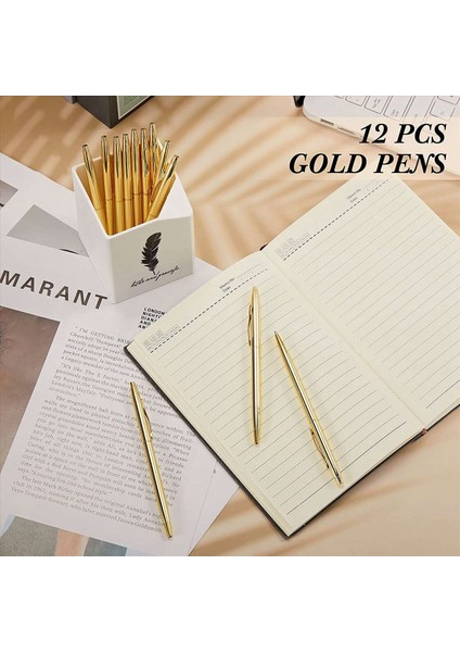 36 Pcs Gold Ince Beyaz Kalemler Siyah Mürekkep 1 mm Orta Nokta Metalik Geri Çekilebilir Kalemler Öğrenciler Ofisi (Yurt Dışından) indirimleri