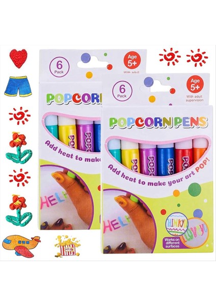 12 Adet Çocuklar Için Sihirli Kabarık Kalemler Sihirli Patlamış Mısır Kalemleri Diy Kabarcık Patlamış Mısır Çizim Kalemleri Patlamış Mısır Renkleri Kalemler (Yurt Dışından)