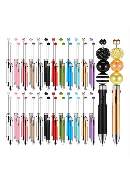 50PC Plastik Boncuklu Kalemler Dökme Çok Renkli Sevimli 1 0mm Boncuklu Kalemler 4-1 Arada Boncuklu Pens Mezuniyet Malzemeleri Yapmak (Yurt Dışından)