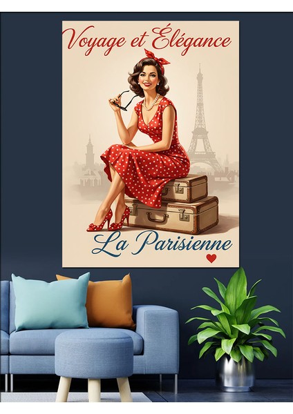 Vintage Paris Kadın Reklam Dekoratif Kanvas - Mdf Ahşap Tablo fiyatları
