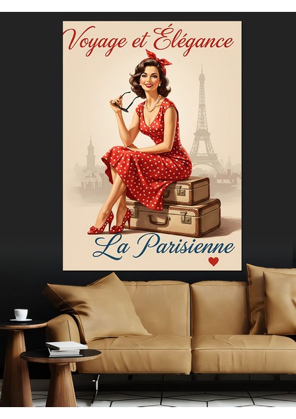 Vintage Paris Kadın Reklam Dekoratif Kanvas - Mdf Ahşap Tablo modelleri