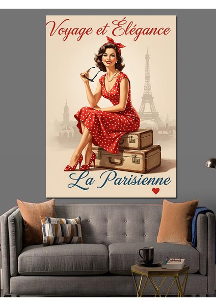 Vintage Paris Kadın Reklam Dekoratif Kanvas - Mdf Ahşap Tablo fırsatları