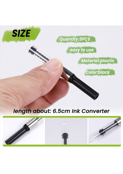 Jinhao 5pcs Fountain Pen Mürekkep Dönüştürücü Mürekkep Rezervuarı Yeni Tüm Türler Için Uygun Siyah (Yurt Dışından) fırsatları