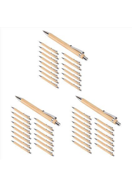 45 Adet Bambu Geri Çekilebilir Tükenebilir Kalem Siyah Mürekkep 1 mm Ofis Ürünleri Kalemler Bambu Tükenmez Kalem Ahşap Tükenmiş Kalemler (Yurt Dışından)