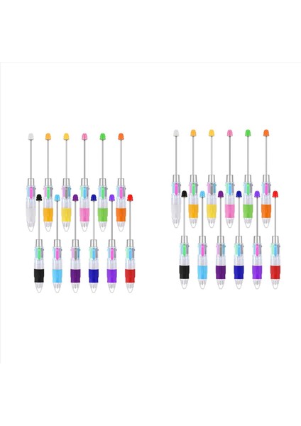 24 Adet Çok Renkli Boncuklu Kalemler 4in1 Renkli Boncuklar Kalem Diy Yapımı Kiti Öğrencileri Için Geri Çekilebilir Tükenebilir Kalemler (Yurt Dışından)