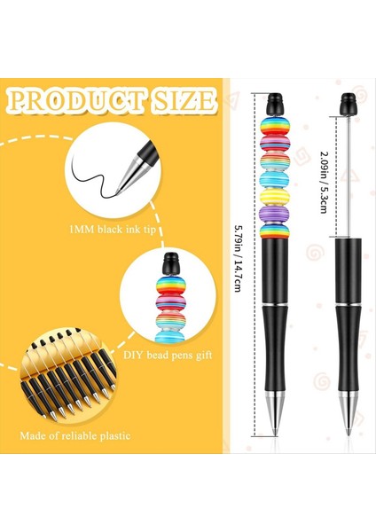 50PCS Plastik Boncuklu Kalem Dökme Boncuk Tükenmez Kalem Şaft Siyah Mürekkep Boncuklu Kalemler Dıy Yapmak Için 50 Dolum ile Siyahı Siyah (Yurt Dışından) fiyatları
