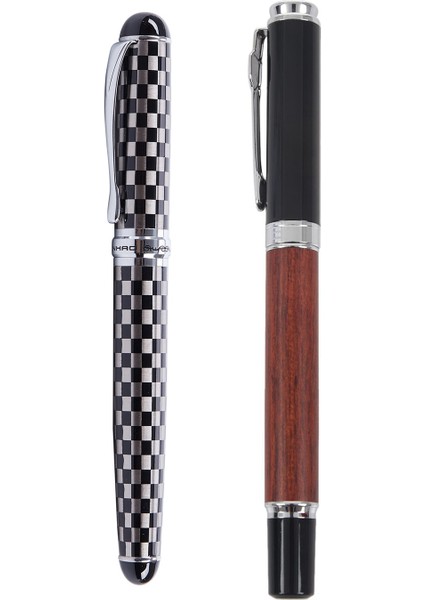 Jinhao X750 Satranç Tahtası Çeşmesi Kalem Orta Ince Nib Yazma Işareti &amp 8802 Woody Orta Nib Çeşme Kalemi - Kırmızı+Siyah (Yurt Dışından)