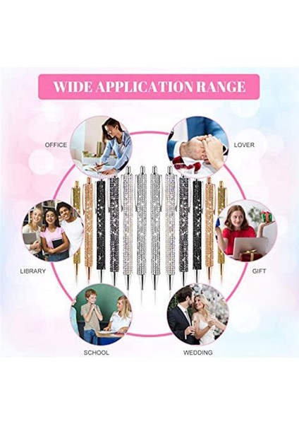 12 Pcs Bling Kalem Dökme Metal Beyaz Kalem Kalem Kristal Pres Geri Çekilebilir Siyah Mürekkep 0 7mm Beyin Pen 6 Renk (Yurt Dışından) fırsatları