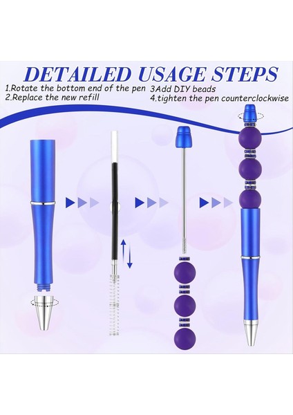 60 Pcs Beadable Pens Dökme Boncuk Kalem Sevimli Serin Diy Pens Siyah Mürekkep Beyaz Kalemleri Çocuklar Için Kız Öğrencileri Öğretmen Öğretmen Mavi (Yurt Dışından) fiyatları