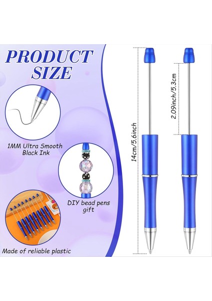 60 Pcs Beadable Pens Dökme Boncuk Kalem Sevimli Serin Diy Pens Siyah Mürekkep Beyaz Kalemleri Çocuklar Için Kız Öğrencileri Öğretmen Öğretmen Mavi (Yurt Dışından) modelleri