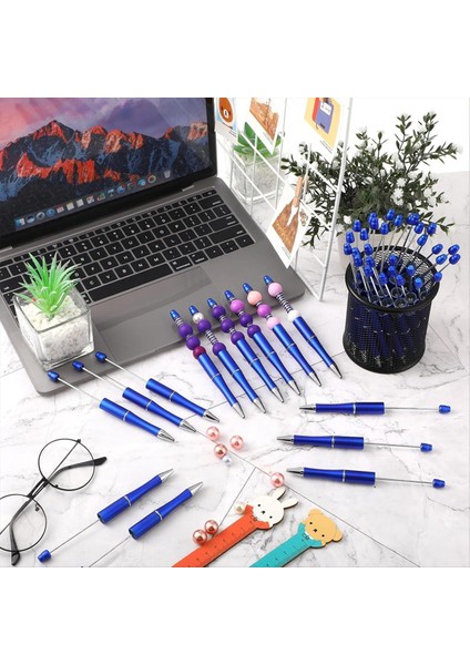 60 Pcs Beadable Pens Dökme Boncuk Kalem Sevimli Serin Diy Pens Siyah Mürekkep Beyaz Kalemleri Çocuklar Için Kız Öğrencileri Öğretmen Öğretmen Mavi (Yurt Dışından) fırsatları