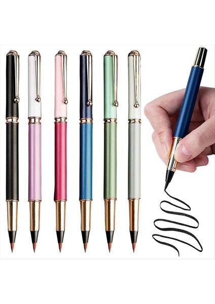 6pcs Morandi Kaligrafi Kalemleri Yeni Başlayanlar Yazmak Için Çin Fırça Kalemleri El Yazma Kalemleri Yumuşak Nib Metal Çubuk Kalem (Yurt Dışından) fiyatları