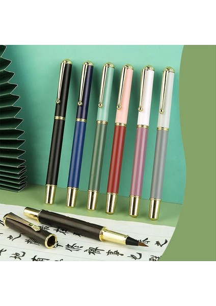 6pcs Morandi Kaligrafi Kalemleri Yeni Başlayanlar Yazmak Için Çin Fırça Kalemleri El Yazma Kalemleri Yumuşak Nib Metal Çubuk Kalem (Yurt Dışından) indirimleri