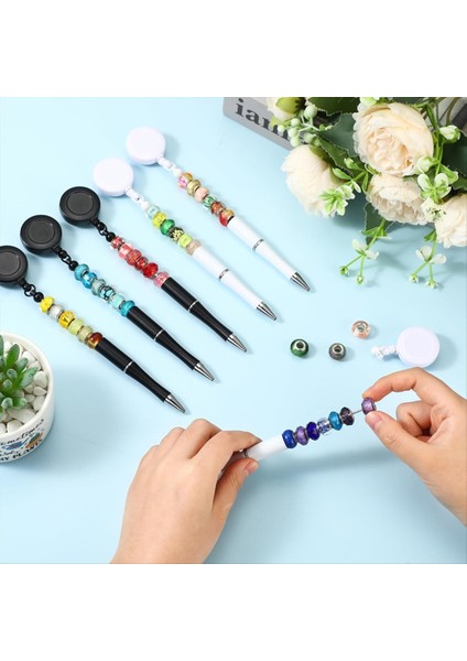 10PCS Boncuk Kalemler Siyah Mürekkep Tükenme Kalem Diy Kalem Geri Çekilebilir Rozet Makarası Kalem Öğrencileri Için Öğretmenler Okulu (Yurt Dışından) indirimleri