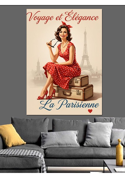 Vintage Paris Kadın Reklam Dekoratif Kanvas - Mdf Ahşap Tablo indirimleri