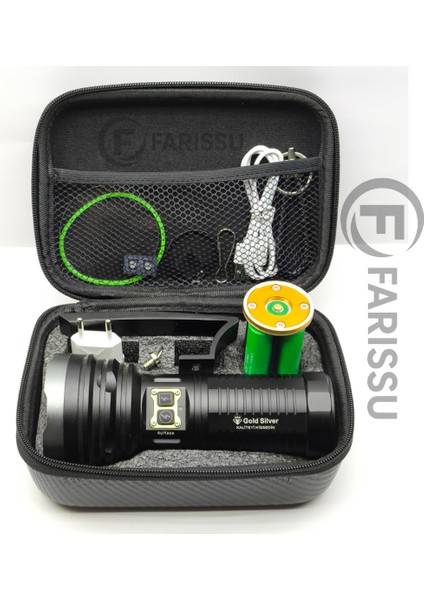 Gold Silver GS-14200 Profesyonel Şarjlı El Feneri 50W 5000 Lümen - Powerbank Özellikli