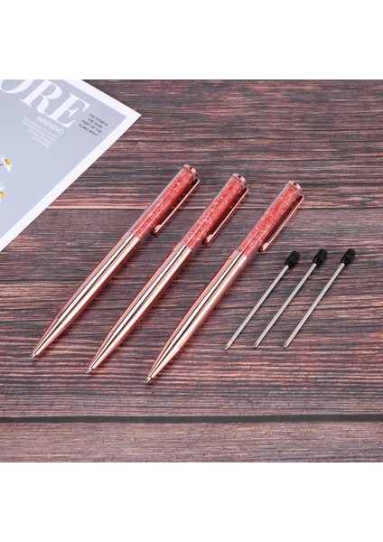 Gül Altın Kalem Bling Kristal Top Noktası Kalem 3 Ekstra Doldurma ile Siyah Mürekkep Kalemi (Gül Altın 3 Paket) (Yurt Dışından) indirimleri