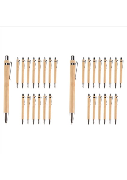 30 Adet Bambu Geri Çekilebilir Beyaz Kalem Siyah Mürekkep 1 mm Ofis Ürünleri Pens Bambu Beyaz Kalem Ahşap Beyaz Kalemler (Yurt Dışından)