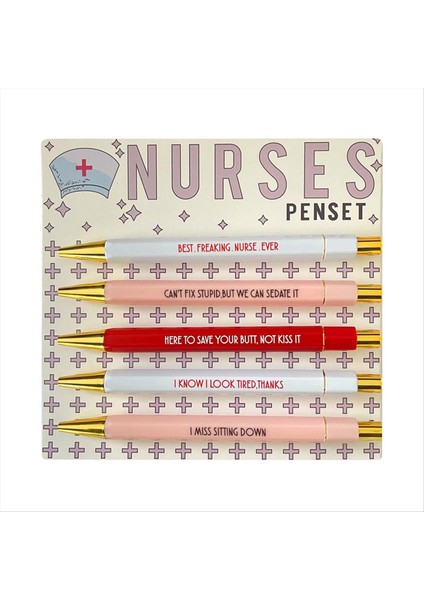 5pcs Hemşireler Ruh Hali Kelime ile Kalem Çok Fonksiyonlu Taşınabilir Komik Hemşireler Seyir Kalem Seti Hemşireler Günlük Kullanım Kalem Yazan Hemşireler (Yurt Dışından)