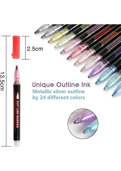 24 Renkli Metal Anahat Kalem Kalemleri Scrapbooking Pasteller Paskalya Leri Çocuklar Tinker Kız Ler (Yurt Dışından) fırsatları