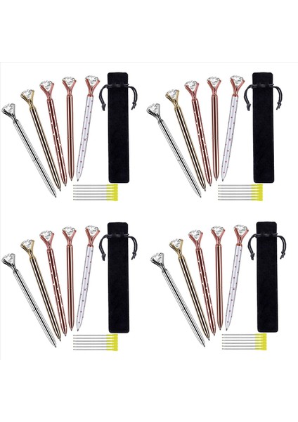 20 Adet Büyük Kristal Elmas Tükenmez Kalem Metal Tükenmez Kalem Ofis Malzemeleri 20 Tükenmez Kalem Doldurma Siyah Mürekkep (Yurt Dışından)