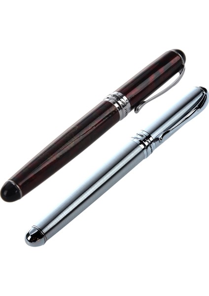 Jinhao 2 Pcs X750 Yeni Klasik Ct Çeşme Kalemi Pürüzsüz Yazma Kalem Uç Mürekkep Çeşmesi Kalem Ofisi Silver &amp Deep Red (Yurt Dışından)