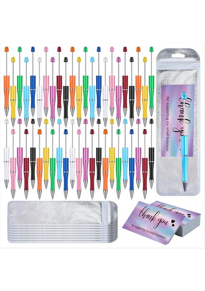 150 Adet Boncuk Kalem Kiti Renkler Plastik Boncuklu Kalemler Toplu Folyo Ofis Okulu Için Teşekkür Kartları (Yurt Dışından)