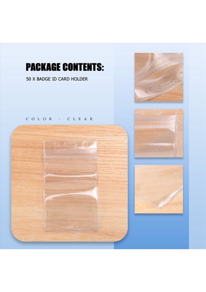 50 Adet Temiz Plastik Dikey Adı Etiket Rozeti Kimlik Kartı Tutucular (Yurt Dışından) fırsatları