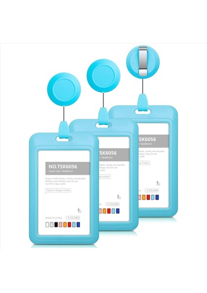 Geri Çekilebilir Rozet Tutucular Geri Çekilebilir Rozet Makarası Klipsli Sert Plastik Sürgülü Kimlik Rozeti Tutucu 3 Paket Açık Mavi (Yurt Dışından)