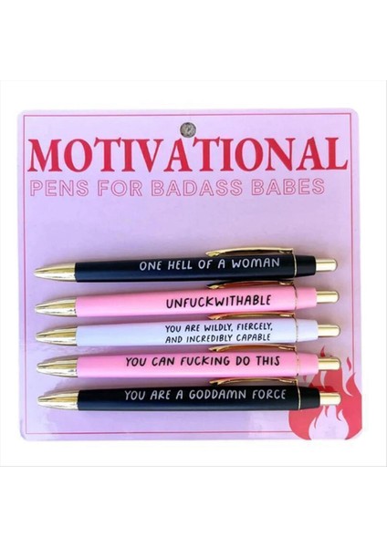 Motivasyonel Badass Kalem Seti 5pieces Komik Günlük Tükenmez Kalem Ofis Leri (Yurt Dışından)