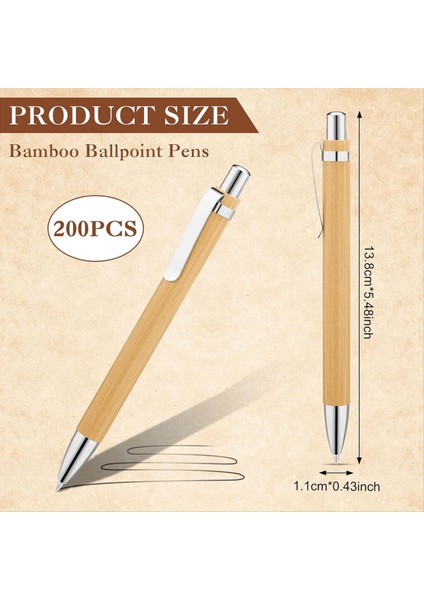 200 Adet Bambu Tükenmez Kalemler Ahşap Geri Çekilebilir Tükenme Kalem Bambu Siyah Mürekkep 1mm Kalem Ahşap Sürdürülebilir Kalemler (Yurt Dışından) fiyatları