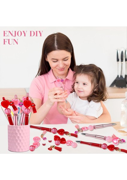 12 Adet Sevgililer Günü Boncuklu Kalemler Diy Kalem Yapma Kiti Sevgililer Günü Leri Okul Ofis Malzemeleri Için (Yurt Dışından) fırsatları