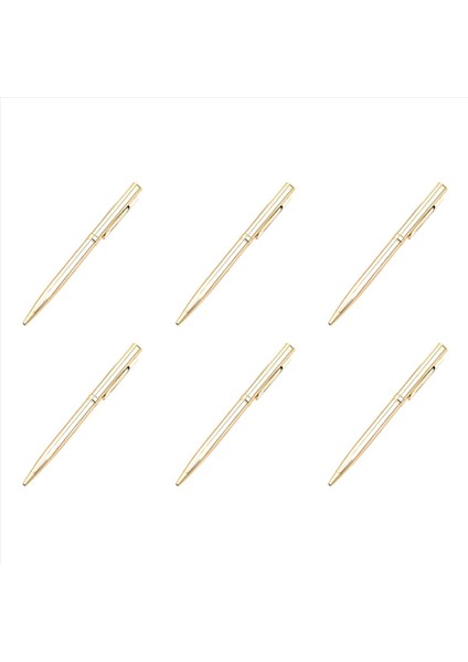 6x Metal Beyin Pen Paslanmaz Çelik Dönen Top Kalem Okul Ofisi Parlak Yazma Noktası 1 0mm (Altın) (Yurt Dışından)