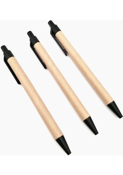 100 Pack Beyin Not Kalem Geri Çekilebilir Tazminat Kalemi Siyah Mürekkep Tıklama Kalemleri Geri Dönüşümlü Kraft Kağıt Kalemler Ofis Okulu Tedarik (Yurt Dışından) fiyatları