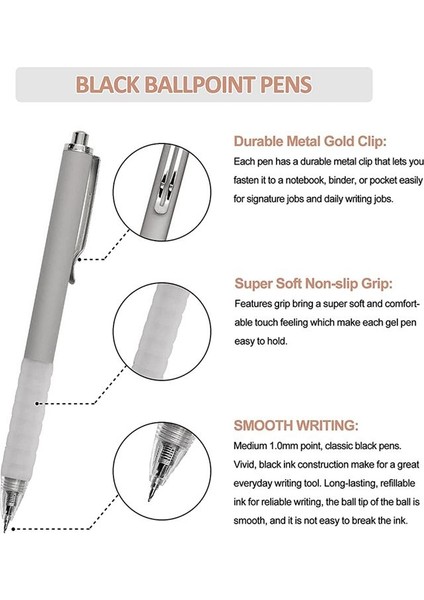 10PCS Beyaz Kalem Orta Iş Kalemi Süper Yumuşak Kavrama Top Kalemi Erkekler Için Kadınlar Geri Çekilebilir Ofis Kalemi (Yurt Dışından) indirimleri