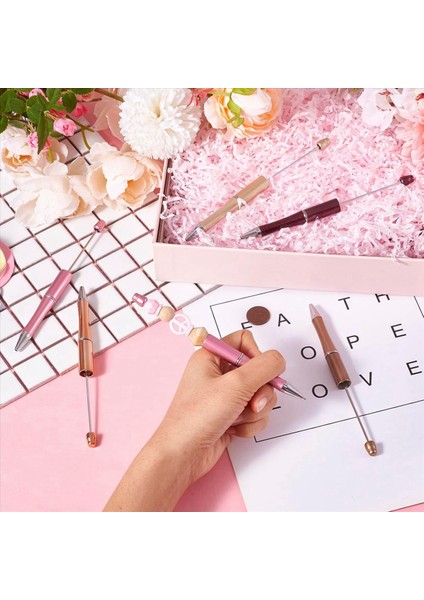 50PCS Dıy Kalem Süslemeleri Için Plastik Boncuk Kalemleri Ofis Okulu Kahverengi Kahve Altın Pembe Altın Başlık (Yurt Dışından) fırsatları